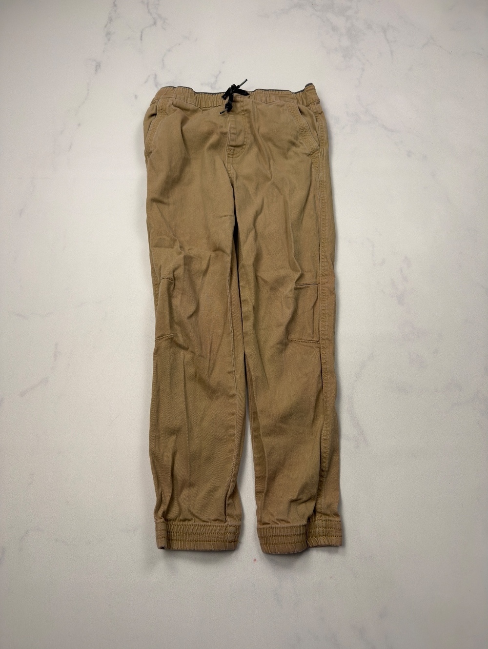 Plugg Tan Casual Cargo Pants Drawstring Waist Elastic Cuffs - Boys M